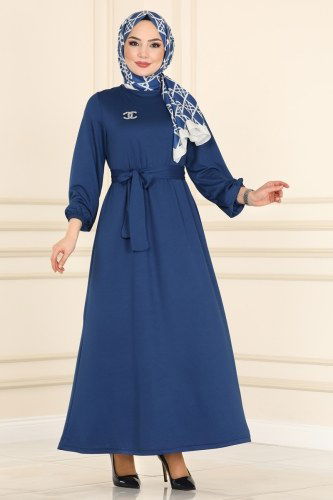 moda selvim Dress 2018MRT754 Indigo - Thumbnail