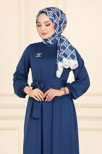 moda selvim 2018MRT754 ياقوتي فستان - Thumbnail