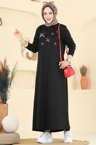 moda selvim Dress 201OZN1046 Black - Thumbnail
