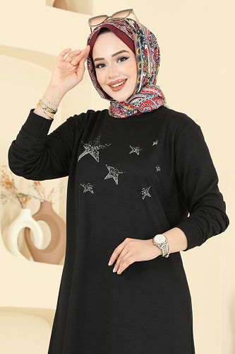 moda selvim Dress 201OZN1046 Black - Thumbnail