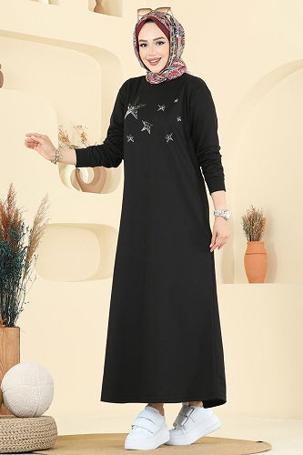 moda selvim الفستان أسود 201OZN1046 - Thumbnail