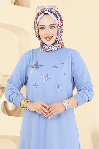 moda selvim الفستان أزرق 201OZN1046 - Thumbnail