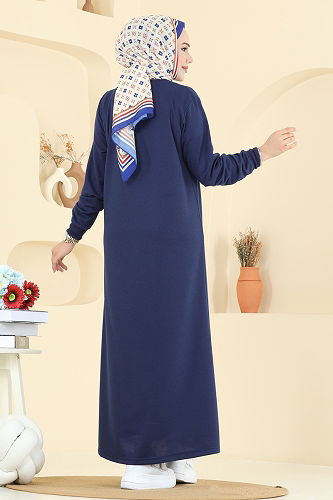 moda selvim Dress 201OZN1046 Navy Blue - Thumbnail