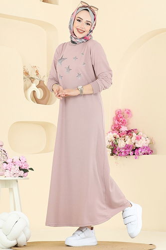 moda selvim Dress 201OZN1046 Powder Vision - Thumbnail