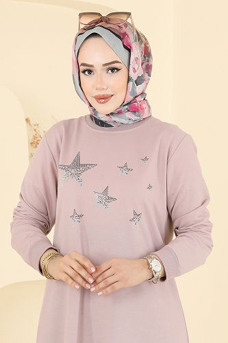 moda selvim Dress 201OZN1046 Powder Vision - Thumbnail