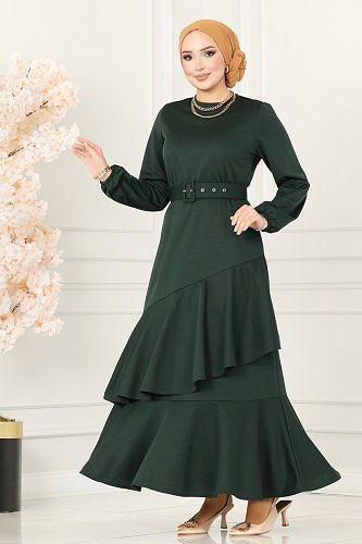 moda selvim DRESS 2020KTR750 Emerald - Thumbnail
