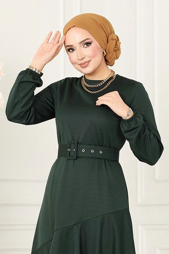 moda selvim DRESS 2020KTR750 Emerald - Thumbnail