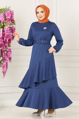 moda selvim Dress 2020KTR750 Indigo - Thumbnail