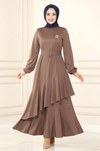 moda selvim 2020KTR750 بودرة مع فيزيون فستان - Thumbnail