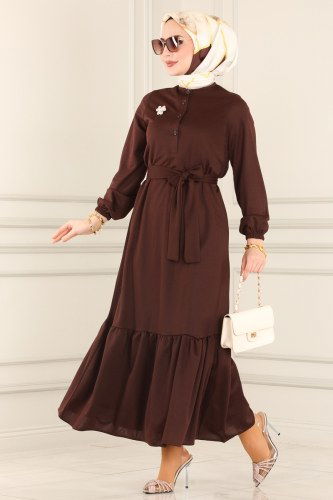 moda selvim Dress 2020MRT754 Brown - Thumbnail