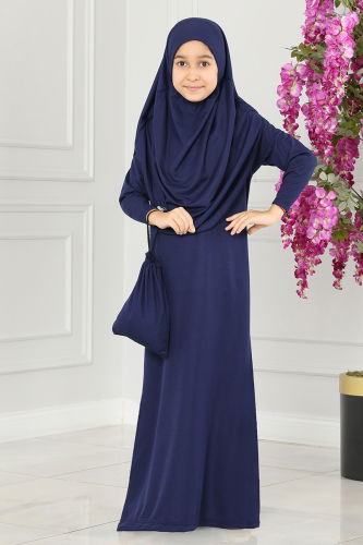 moda selvim Dress 2021LVD842 Navy Blue - Thumbnail