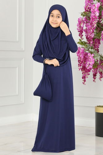 moda selvim Dress 2021LVD842 Navy Blue - Thumbnail