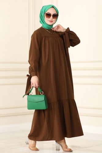 moda selvim Dress 2022KTR754 Brown - Thumbnail