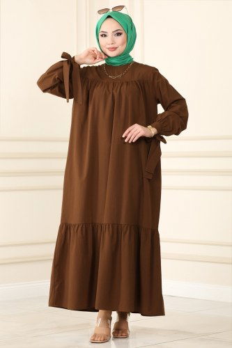 moda selvim Dress 2022KTR754 Brown - Thumbnail