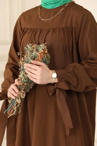 moda selvim Dress 2022KTR754 Brown - Thumbnail