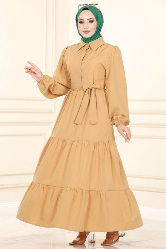 moda selvim Dress 2023KTR750 Beige - Thumbnail