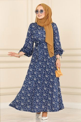 P.R.M. - Dress 2023PM271 Pattern 1 Indigo