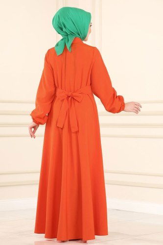 moda selvim Dress 2024KTR750 Orange - Thumbnail