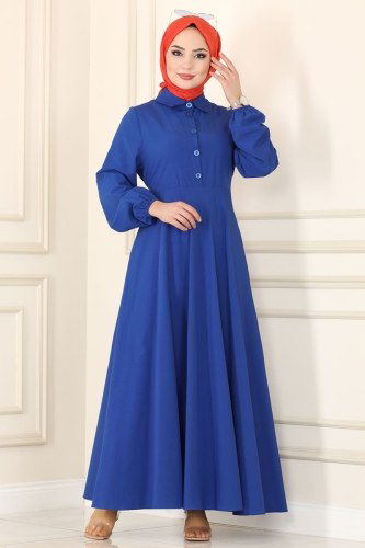 moda selvim Dress 2024KTR750 Saxe - Thumbnail