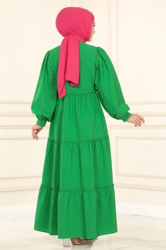 moda selvim Dress 2025KTR750 Benetton Green - Thumbnail