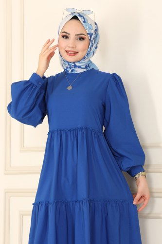 moda selvim Dress 2025KTR750 Saxon Blue - Thumbnail