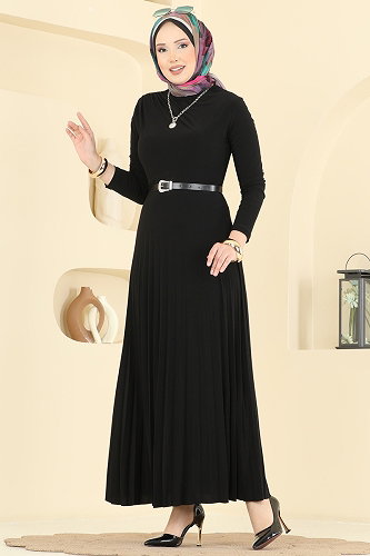 moda selvim الفستان أسود 2025MP806 - Thumbnail