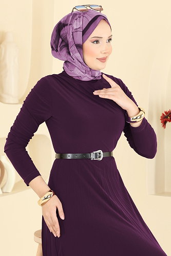 moda selvim Dress 2025MP806 Damson - Thumbnail