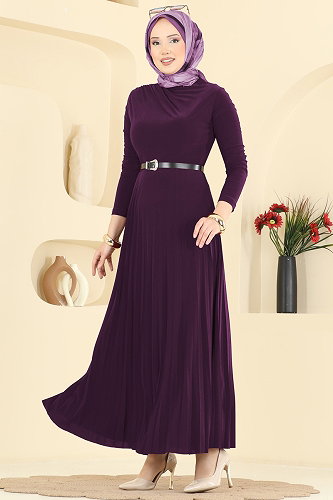 moda selvim Dress 2025MP806 Damson - Thumbnail