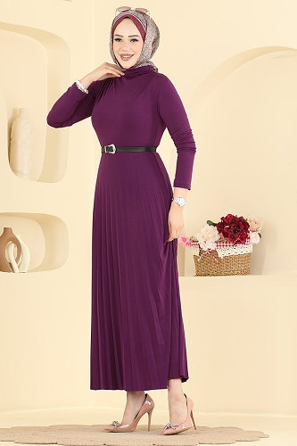 moda selvim Dress 2025MP806 Damson - Thumbnail