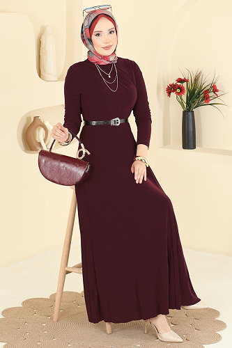 moda selvim الفستان توتي غامق 2025MP806 - Thumbnail