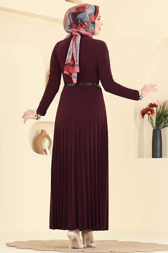 moda selvim الفستان توتي غامق 2025MP806 - Thumbnail