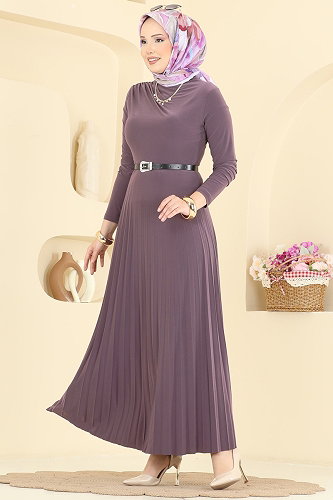 moda selvim Dress 2025MP806 Dark Lilac - Thumbnail