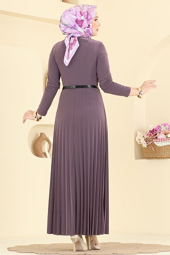moda selvim Dress 2025MP806 Dark Lilac - Thumbnail