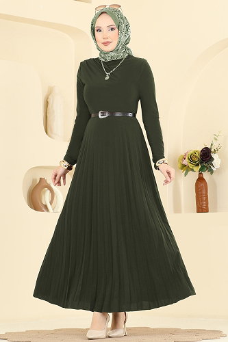moda selvim Dress 2025MP806 Khaki - Thumbnail
