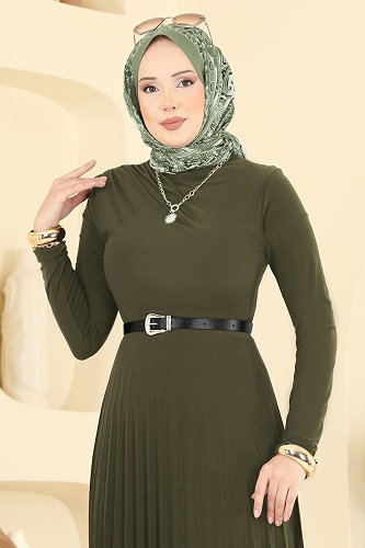 moda selvim الفستان أخضر عفني فاتح 2025MP806 - Thumbnail