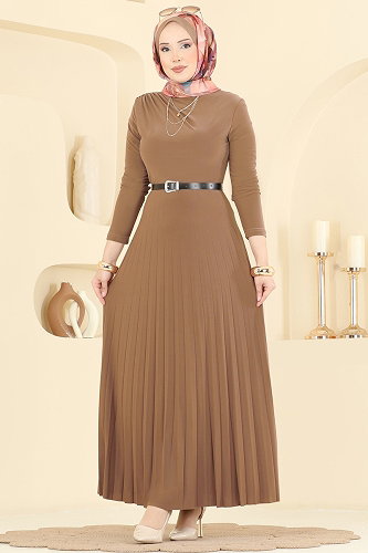 moda selvim الفستان بيج فاتح 2025MP806 - Thumbnail