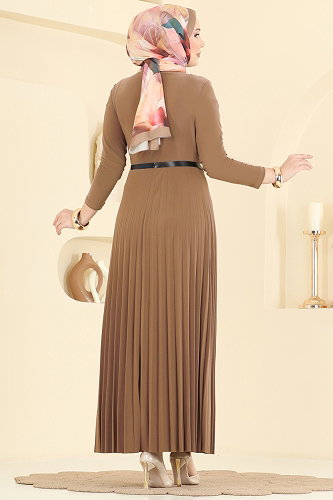 moda selvim الفستان بيج فاتح 2025MP806 - Thumbnail