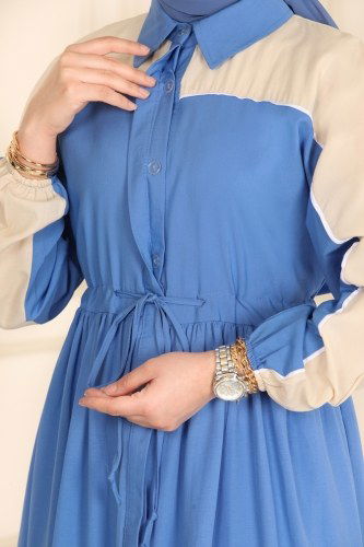 moda selvim Dress 2026KTR750 Blue - Thumbnail