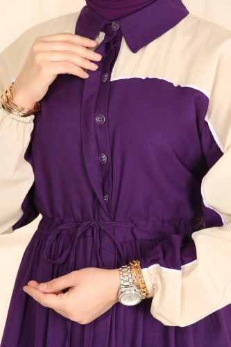 moda selvim Dress 2026KTR750 Purple - Thumbnail