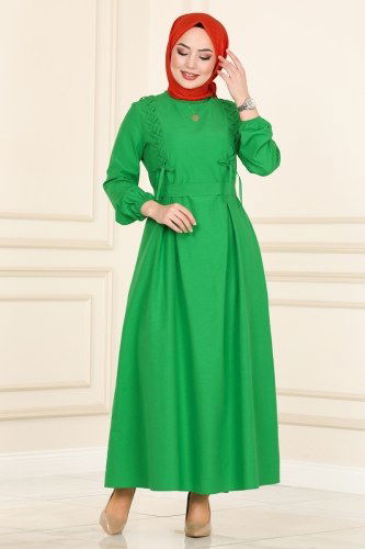 moda selvim Dress 2027KTR750 Benetton Green - Thumbnail