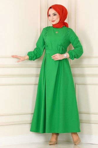 moda selvim Dress 2027KTR750 Benetton Green - Thumbnail