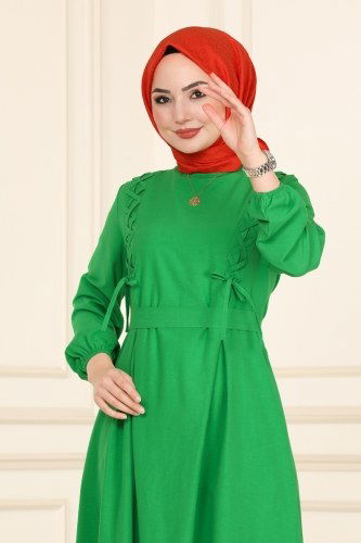 moda selvim Dress 2027KTR750 Benetton Green - Thumbnail