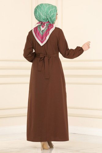 moda selvim Dress 2027KTR750 Brown - Thumbnail