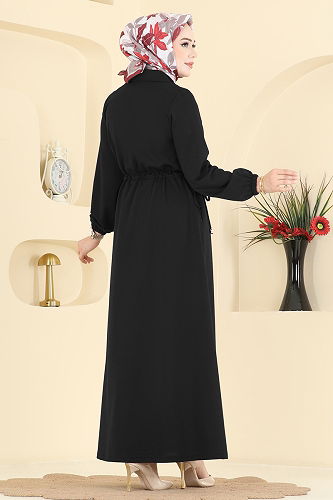 moda selvim Dress 2029FON792 Black - Thumbnail