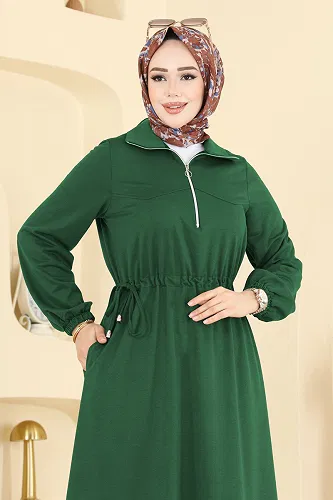 moda selvim الفستان زيتي 2029FON792 - Thumbnail