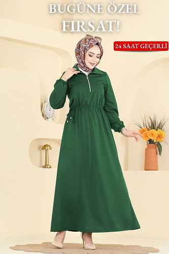 moda selvim الفستان زيتي 2029FON792 - Thumbnail