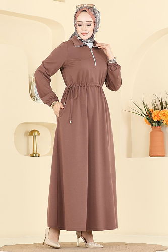 moda selvim Dress 2029FON792 Powder Vision - Thumbnail