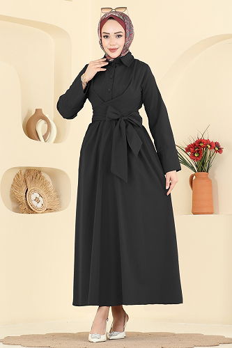 moda selvim Dress 202ART1138 Black - Thumbnail