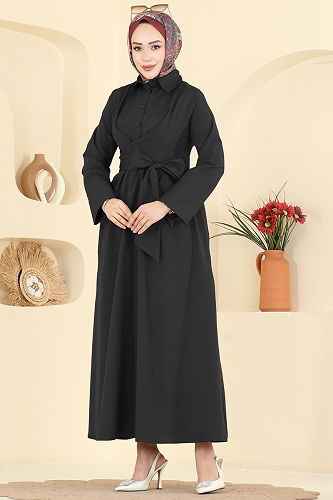 moda selvim Dress 202ART1138 Black - Thumbnail