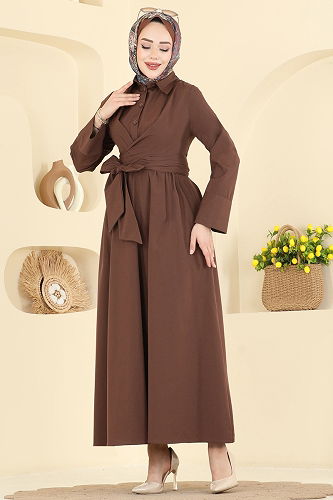 moda selvim Dress 202ART1138 Brown - Thumbnail